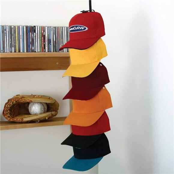 Perfect Curve Cap Rack Organizer Holds 36 Baseball Hats Over Door Closet Wall - Picture 5 of 7